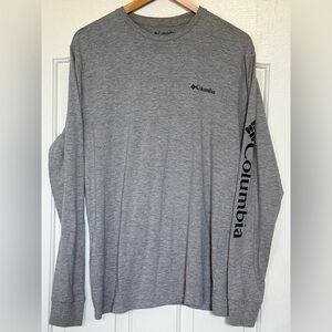 Columbia Men’s Gray Long Sleeve Logo Shirt Large Cotton Blend Stretch